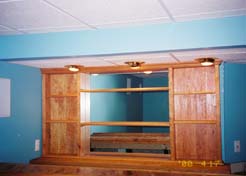 Back bar with mirror & liquor shelves