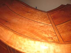 Overhead view of bar top & walnut inlay