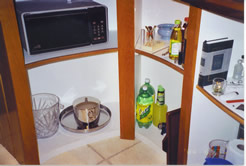 Under-bar storage shelves