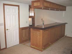 Bar & bulkhead, matching wainscot on wall