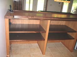 Laminated shelves, walnut edging