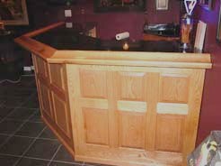 Red oak bar, black granite top