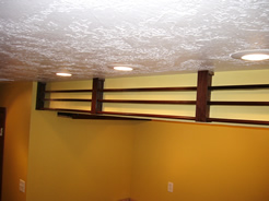 Display shelves on front of bulkhead