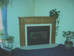 White oak corner mantel