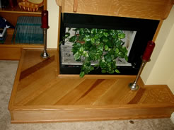 White oak covers old ceramic tile hearth