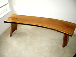 Curved Cherry Slab Bench