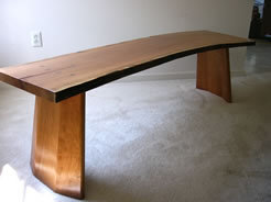 Curved Cherry Slab Bench