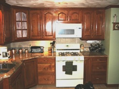 Stained glass in corner cabinet door