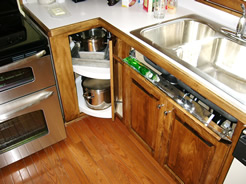 Sink tip-out drawer & corner Lazy Susan